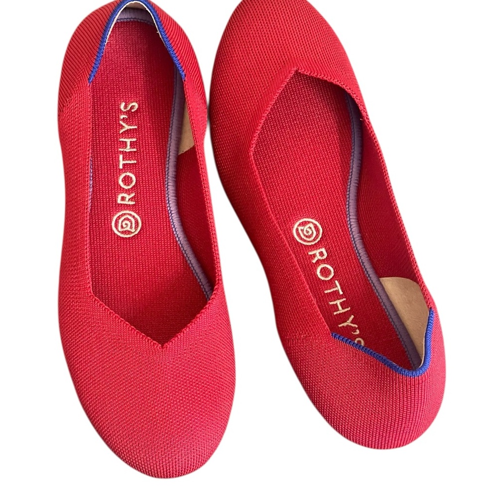 Rothys Red Knit Womens Round Toe Flats Slip On Loafer
Shoes Size 9.5